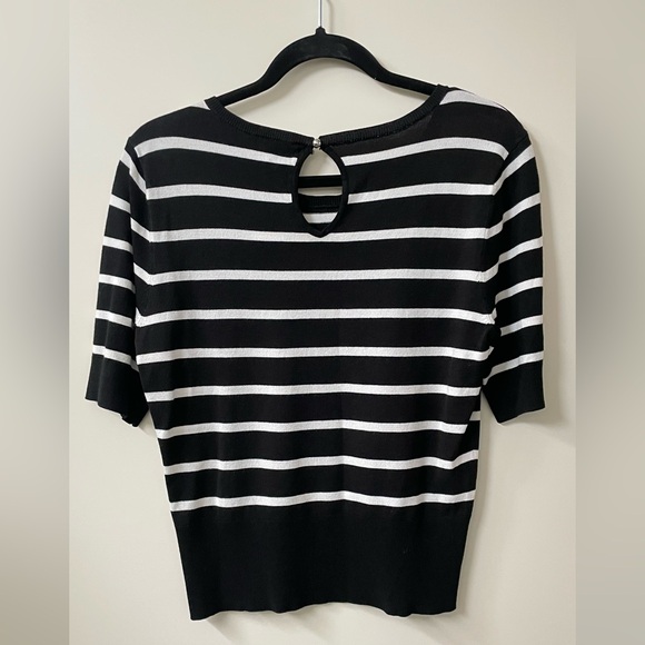 White House Black Market Black and White Striped Tee - Picture 2 of 3
